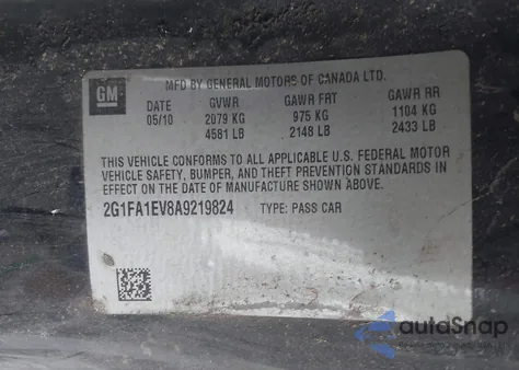 2010 Chevrolet Camaro 1Ls из США, поврежденный, VIN 2G1FA1EV8A9219824